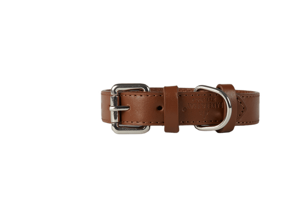 Baker & Bray Sustainable Designer Leather Dog Collar & Lead Set | Brown Dog Collar & Lead Barker & Bray Silver Circle Pets