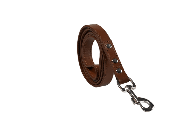 Baker & Bray Sustainable Designer Leather Dog Collar & Lead Set | Brown Dog Collar & Lead Barker & Bray Silver Circle Pets