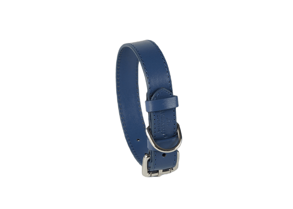 Baker & Bray Sustainable Designer Leather Dog Collar | Navy Dog Collar Baker & Bray Silver Circle Pets