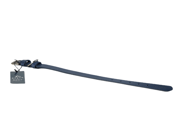 Baker & Bray Sustainable Designer Leather Dog Collar | Navy Dog Collar Baker & Bray Silver Circle Pets