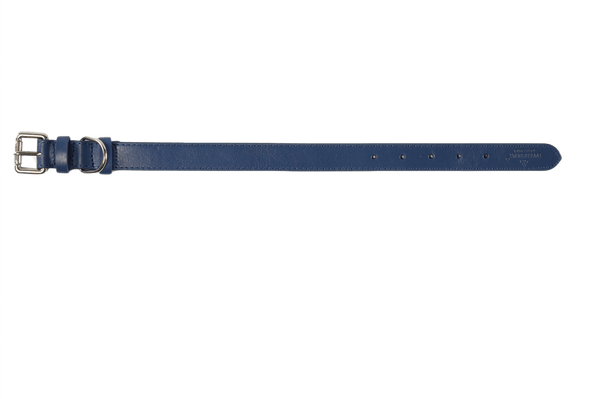 Baker & Bray Sustainable Designer Leather Dog Collar | Navy Dog Collar Baker & Bray Silver Circle Pets