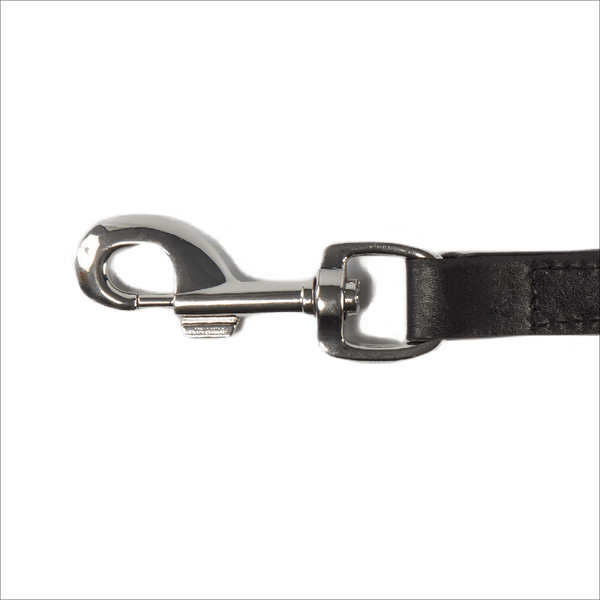 Baker & Bray Sustainable Designer Leather Dog Lead | Black Dog Leash Baker & Bray Silver Circle Pets