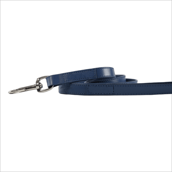 Baker & Bray Sustainable Designer Leather Dog Lead | Navy Dog Leash Baker & Bray Silver Circle Pets