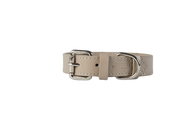 Baker & Bray Sustainable Leather Dog Collar | Ash Dog Collar Baker & Bray Silver Circle Pets