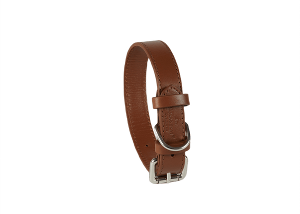 Baker & Bray Sustainable Leather Dog Collar | Brown Dog Collar Baker & Bray Silver Circle Pets
