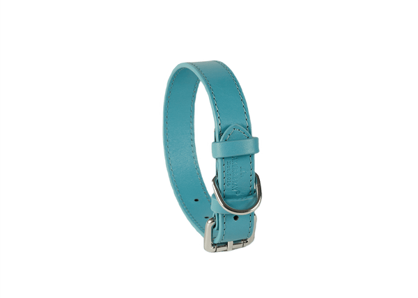 Baker & Bray Sustainable Leather Dog Collar | Lagoon Dog Collar Baker & Bray Silver Circle Pets