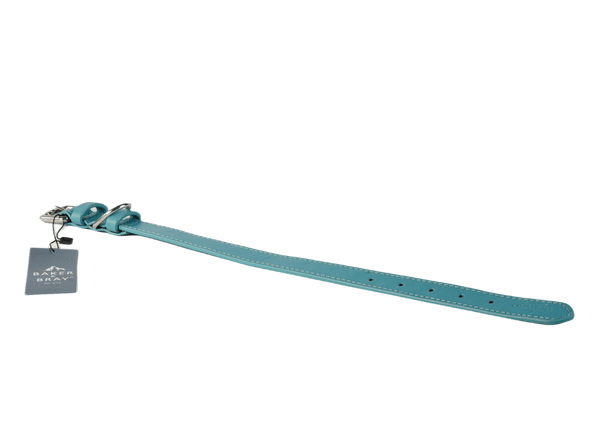 Baker & Bray Sustainable Leather Dog Collar & Lead Set | Lagoon Collar & Leash Set Baker & Bray Silver Circle Pets
