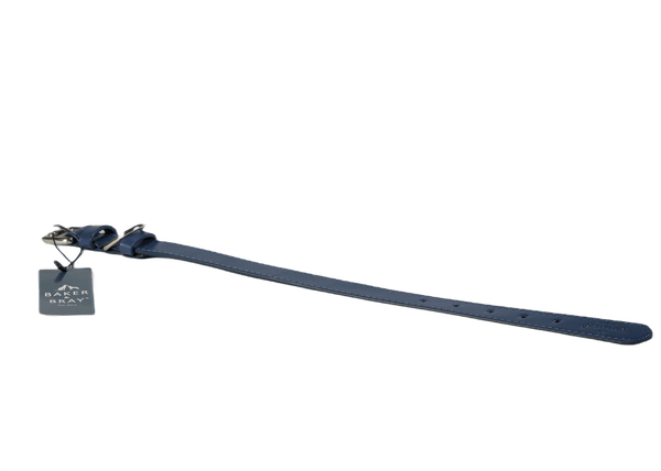 Baker & Bray Sustainable Leather Dog Collar & Lead Set | Navy Dog Collar & Lead Baker & Bray Silver Circle Pets