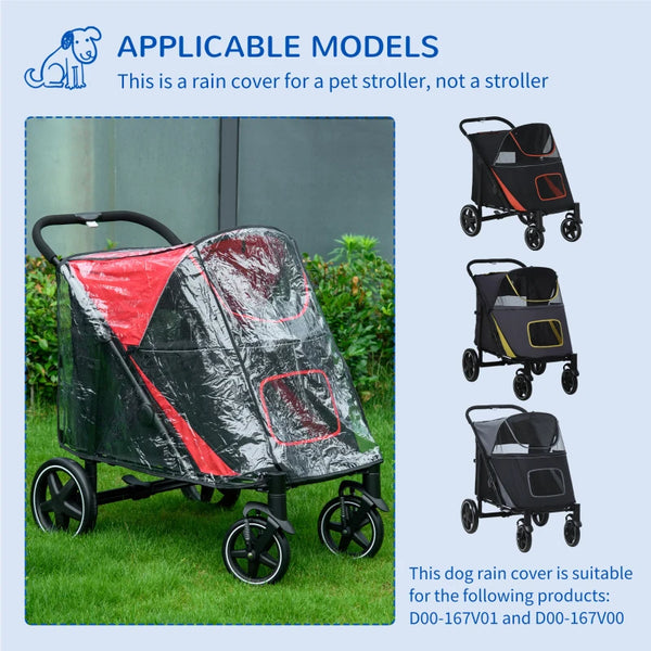 PawHut 167V Foldable Large Pet Stroller Rain Cover