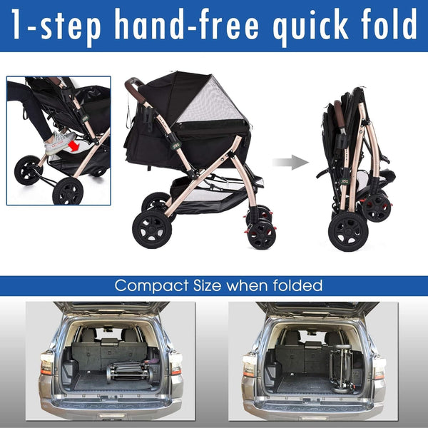 HPZ Pet Rover XL Stroller | Extra-Long Expandable Pet Strollers HPZ Pet Rover Silver Circle Pets