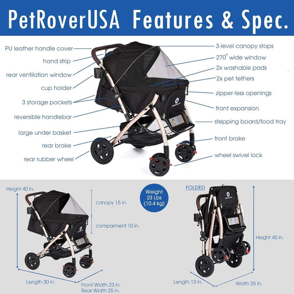 HPZ Pet Rover XL Stroller | Extra-Long Expandable Pet Strollers HPZ Pet Rover Silver Circle Pets