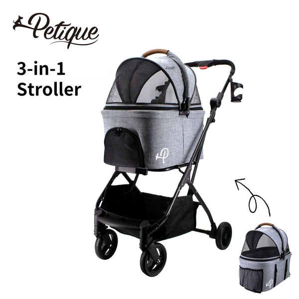Petique 3-in-1 Tri-Fold Pet Stroller Travel System