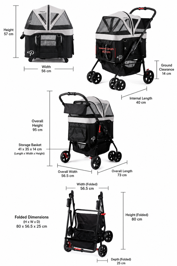 Petique Dynamic 4-in-1 Pet Stroller Travel System
