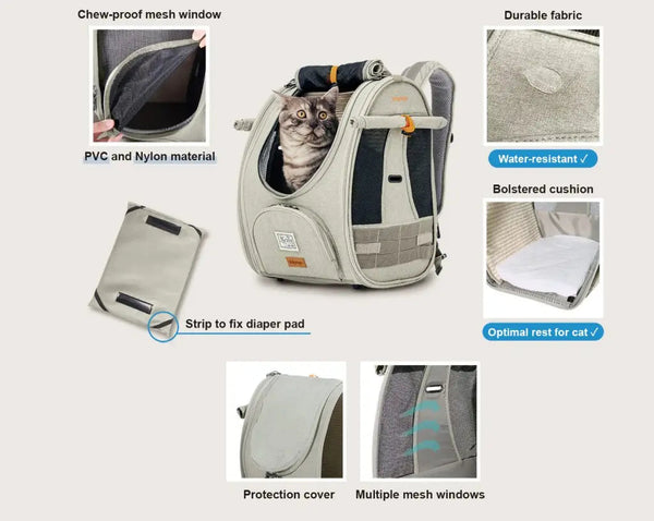 Ibiyaya Adventure Cat Carrier Backpack Pet Accessories Ibiyaya Silver Circle Pets