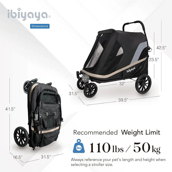 Ibiyaya Grand Cruiser Large Dog Stroller | + Exclusive Free Gift Pet Strollers Ibiyaya Silver Circle Pets