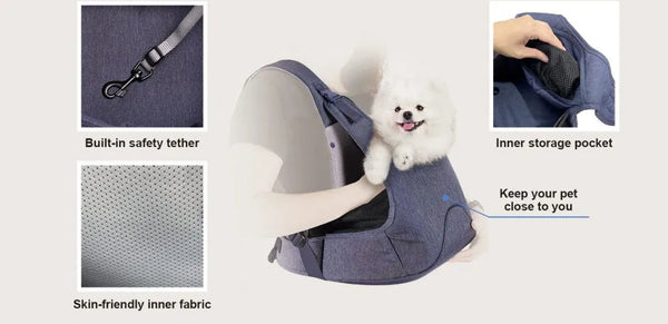Ibiyaya Hug Pack Small Dog Chest Carrier Pet Carrier Ibiyaya Silver Circle Pets