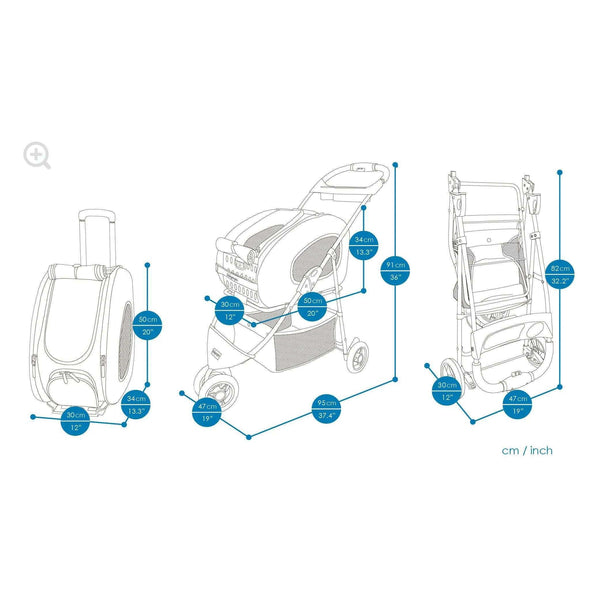 Ibiyaya® 5-in-1 Combo EVA Pet Carrier/Stroller | Luxury Package Pet Strollers Ibiyaya Silver Circle Pets