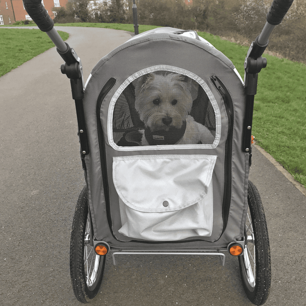 InnoPet® Sporty Deluxe Pet Pram & Dog Bike Trailer with Free Rain Cover Pet Strollers Innopet Silver Circle Pets