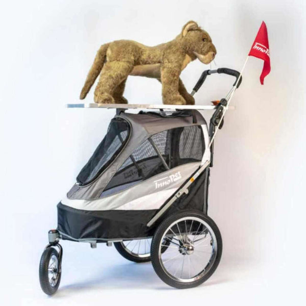 InnoPet® Sporty Deluxe Pet Pram & Dog Bike Trailer with Free Rain Cover Pet Strollers Innopet Silver Circle Pets