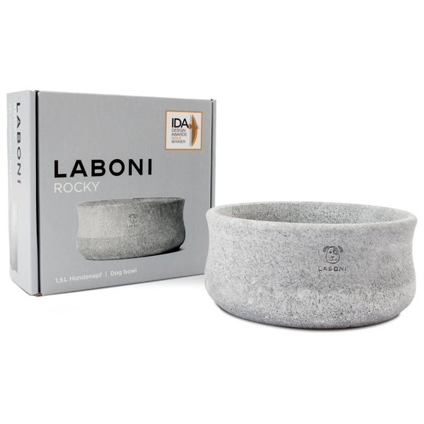 Laboni Soapstone Dog & Cat Bowl Rocky Pet Bowls, Feeders & Waterers Laboni Silver Circle Pets