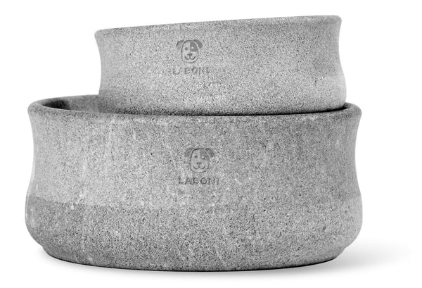 Laboni Soapstone Dog & Cat Bowl Rocky Pet Bowls, Feeders & Waterers Laboni Silver Circle Pets