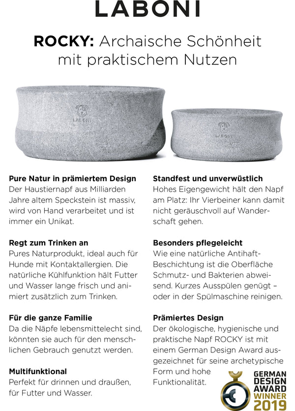 Laboni Soapstone Dog & Cat Bowl Rocky Pet Bowls, Feeders & Waterers Laboni Silver Circle Pets