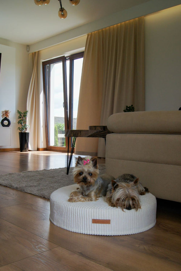 MISSOGNO Dreamy Corduroy Round Pet Bed Pet Bed MISSOGNO Silver Circle Pets