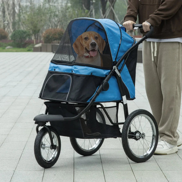 PawHut 164V 3-Wheel Dog Jogging Stroller Dog Stroller PawHut Silver Circle Pets
