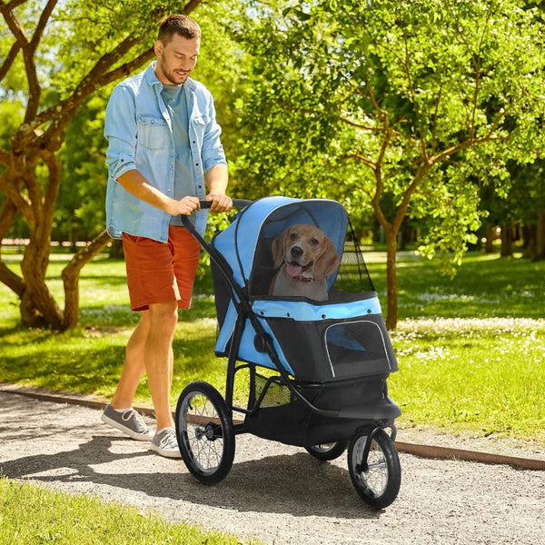 PawHut 164V 3-Wheel Dog Jogging Stroller Pet Strollers PawHut Silver Circle Pets