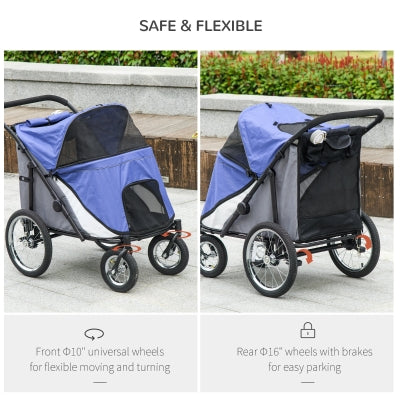 PawHut 197V Large Foldable 4-Wheel Pet Stroller Incl. Removable Cushion Pet Strollers PawHut Silver Circle Pets