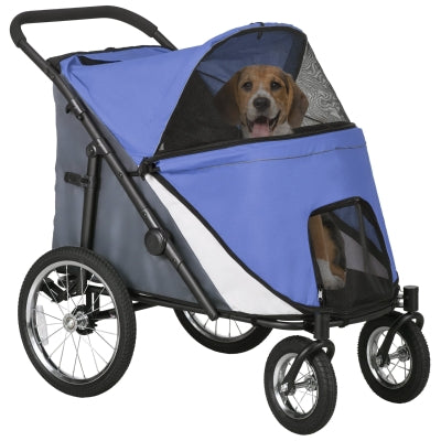 PawHut 197V Large Foldable 4-Wheel Pet Stroller Incl. Removable Cushion Pet Strollers PawHut Silver Circle Pets
