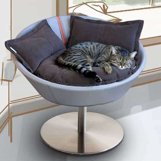 Pet Interiors Cosmo Buffalo Leather Deluxe Cat Bed Cat Bed Pet Interiors Silver Circle Pets