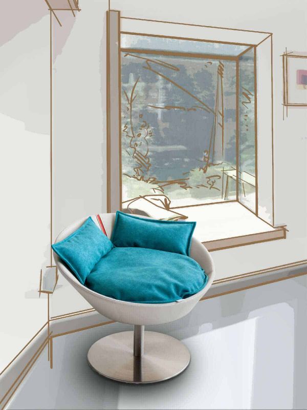 Pet Interiors Cosmo Faux Leather Deluxe Cat Bed Cat Bed Pet Interiors Silver Circle Pets