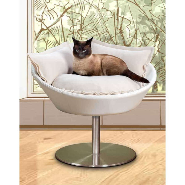 Pet Interiors Cosmo Faux Leather Deluxe Cat Bed Cat Bed Pet Interiors Silver Circle Pets