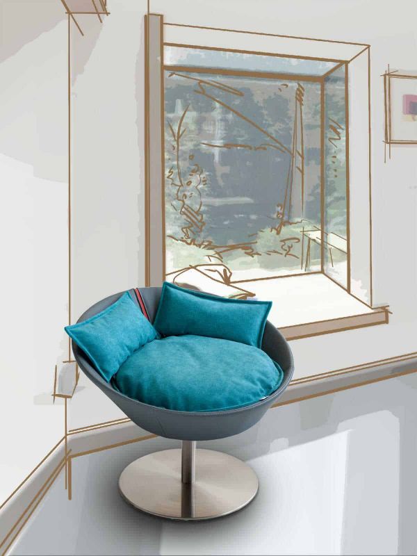 Pet Interiors Cosmo Faux Leather Deluxe Cat Bed Cat Bed Pet Interiors Silver Circle Pets