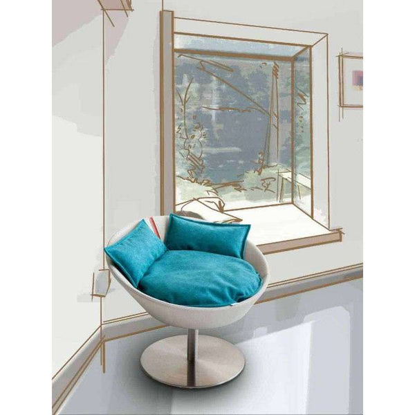 Pet Interiors Cosmo Leather Deluxe Cat Bed Cat Bed Pet Interiors Silver Circle Pets