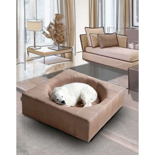 Pet Interiors Cube Genuine Leather Dog Bed Dog Bed Pet Interiors Silver Circle Pets