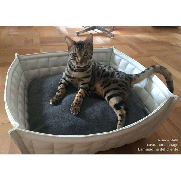 Pet Interiors Faux Leather Cat Basket BOWL Cat Bed Pet Interiors Silver Circle Pets