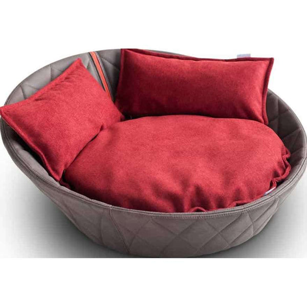 Pet Interiors Faux Leather Pet Bed CHESTER Cat Bed Pet Interiors Silver Circle Pets