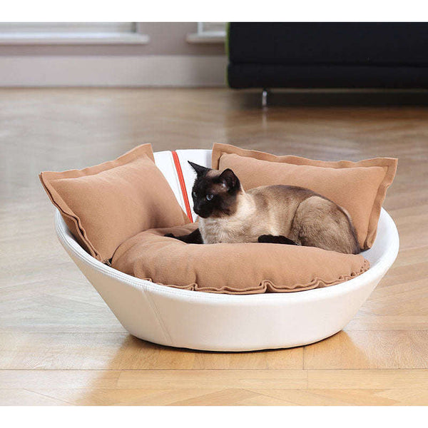 Pet Interiors Faux Leather Pet Bed MILA Cat Bed Pet Interiors Silver Circle Pets