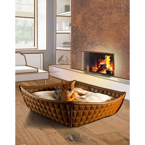 Pet Interiors Leather Cat Basket BOWL Cat Bed Pet Interiors Silver Circle Pets