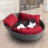 Pet Interiors Leather Pet Bed MILA Cat Bed Pet Interiors Silver Circle Pets