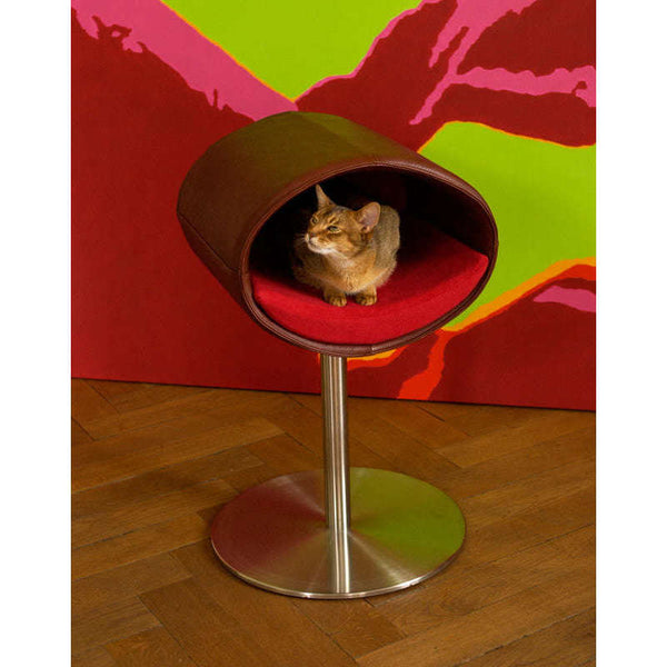 Pet Interiors Rondo Leatherette Cat Bed Stand Cat Bed Pet Interiors Silver Circle Pets