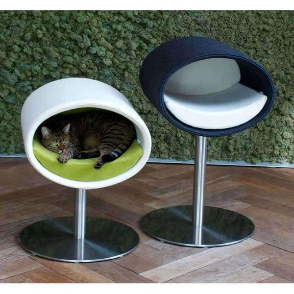 Pet Interiors Rondo Leatherette Cat Bed Stand Cat Bed Pet Interiors Silver Circle Pets