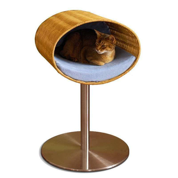 Pet Interiors Rondo Wicker Cat Bed Stand, Silver Circle Pets, Cat Bed, Pet Interiors,