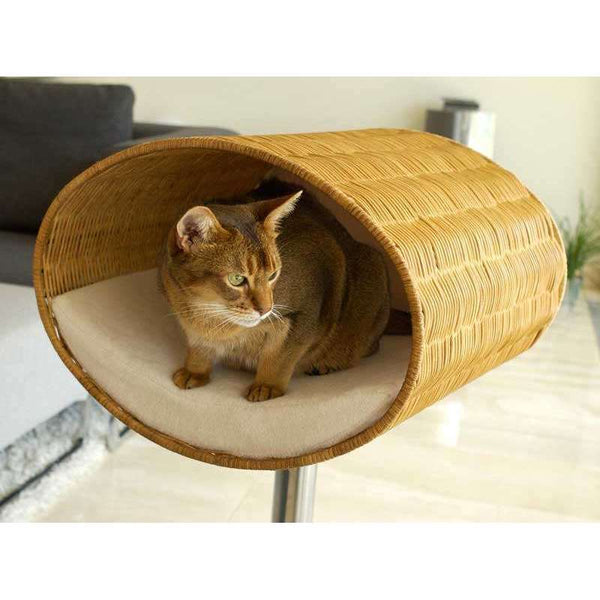 Pet Interiors Rondo Wicker Cat Bed Stand, Silver Circle Pets, Cat Bed, Pet Interiors,
