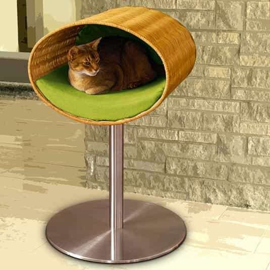 Pet Interiors Rondo Wicker Cat Bed Stand Cat Bed Pet Interiors Silver Circle Pets