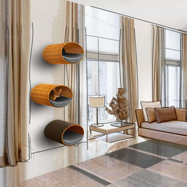 Pet Interiors Rondo Wicker Cat Wall Climber Cat Bed Pet Interiors Silver Circle Pets