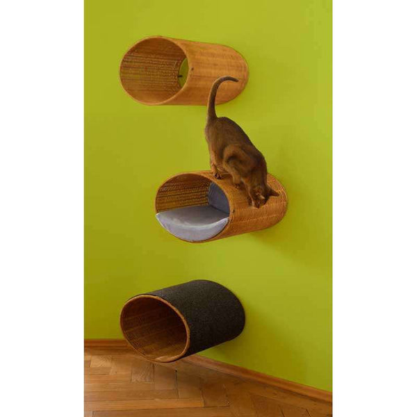 Pet Interiors Rondo Wicker Cat Wall Climber Cat Bed Pet Interiors Silver Circle Pets