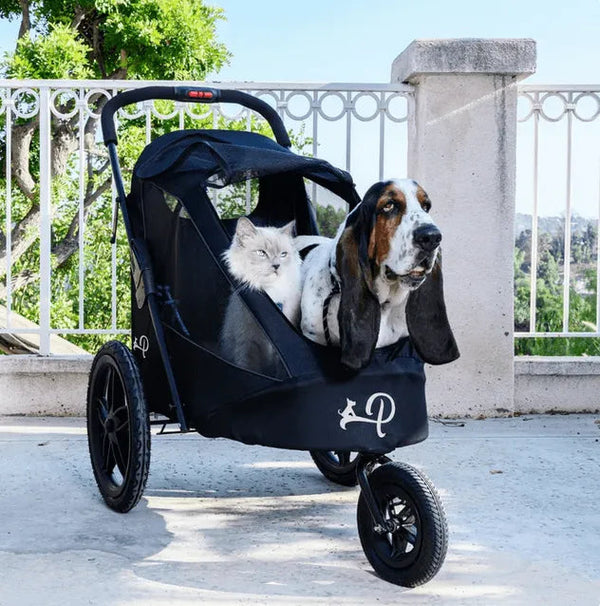 Petique Breeze Pet Jogger Stroller incl. Free Rain Cover & Bike Adapter Pet Strollers Petique Silver Circle Pets